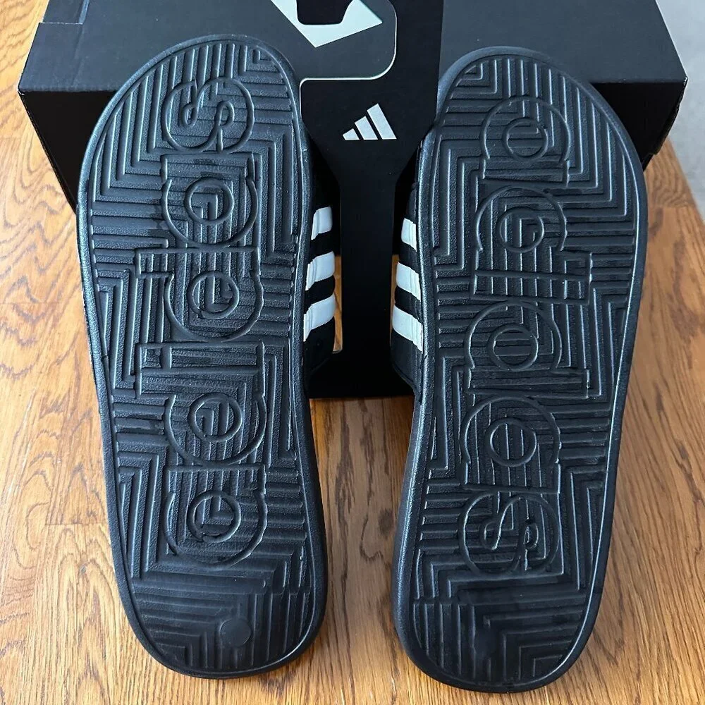 ADDIDAS ADISSAGE MEN'S SLIDES - CORE BLACK / CLOUD WHITE, US MEN 11/12